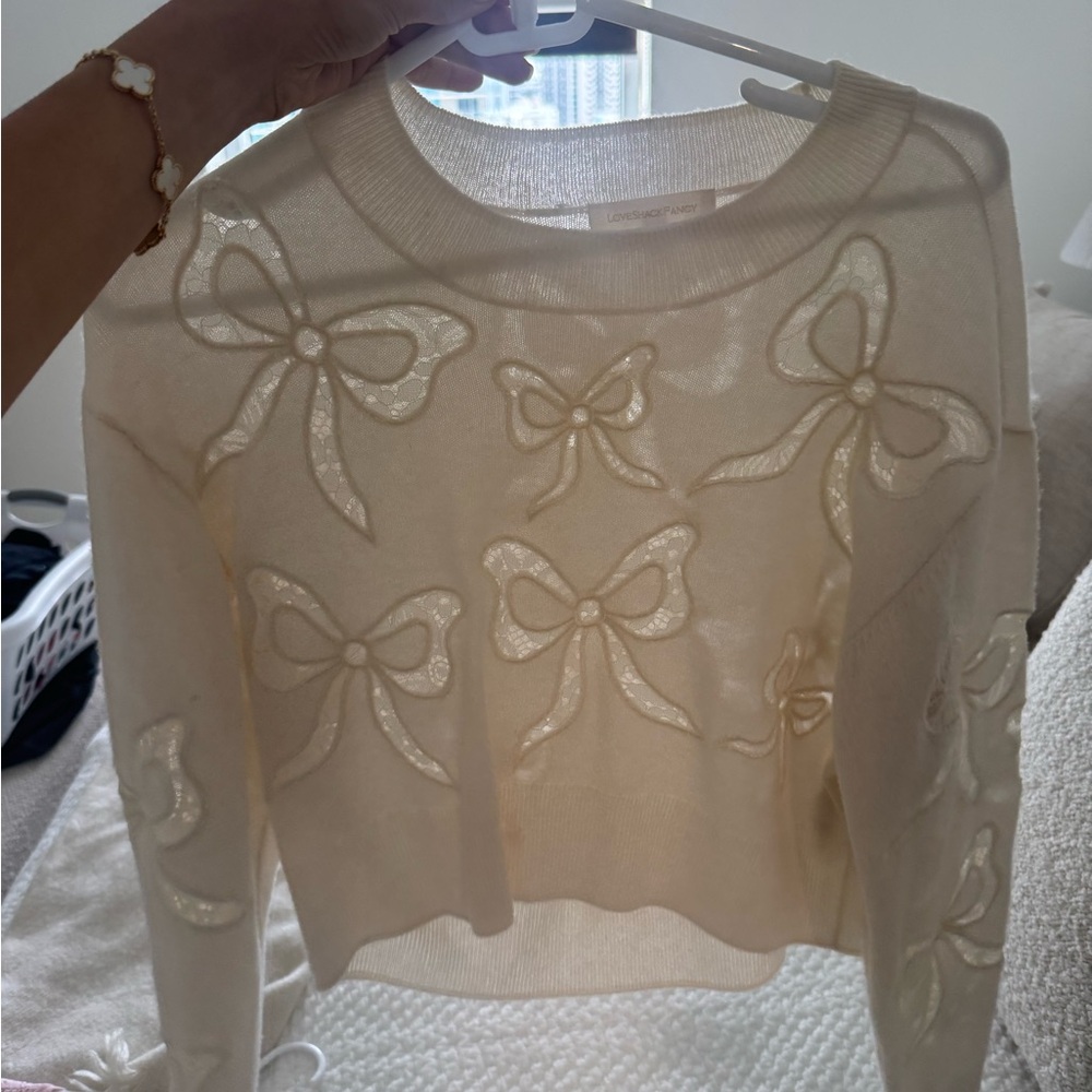 LoveShackFancy Cream Knit Top